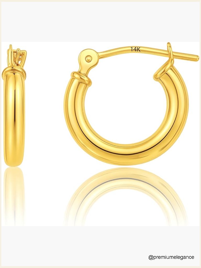 Solid 14k Gold Hoop Earrings Hypoallergenic Click Top 12mm-50mm